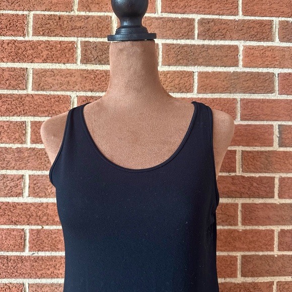 Eileen Fisher Petite Black Sleeveless Long Tank Dress, Size PS/PP - Picture 3 of 7